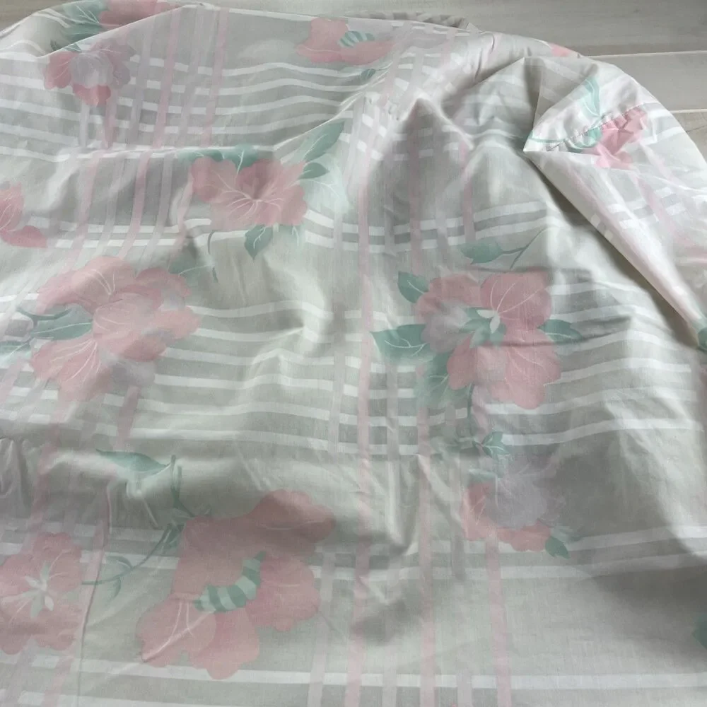 Vintage JCPenney Double/Full 4 Piece Sheet Set Floral Pastels 1980’s Pink Green